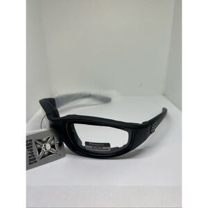 Choppers Padded Wrap Around Motorcycle Sunglasses Clear Lens Night Riding UV400